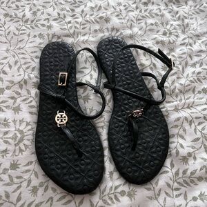 Tory Burch Black Quilted Sandals